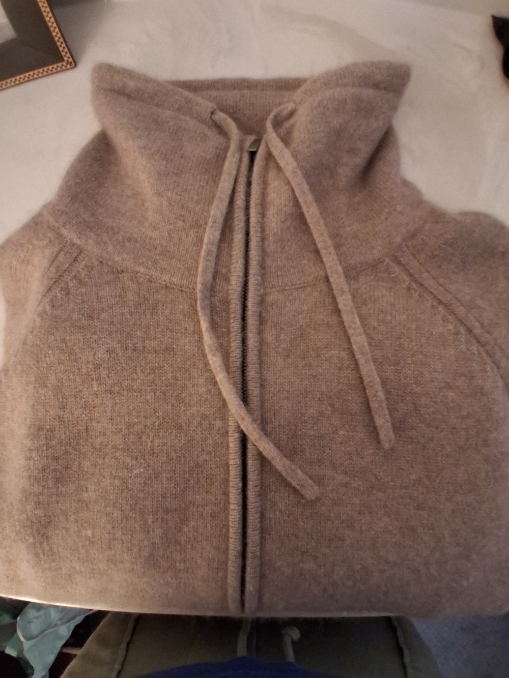 Pura Zip-Front Cashmere Cardigan Sz L, Light Brown - Picture 3 of 8